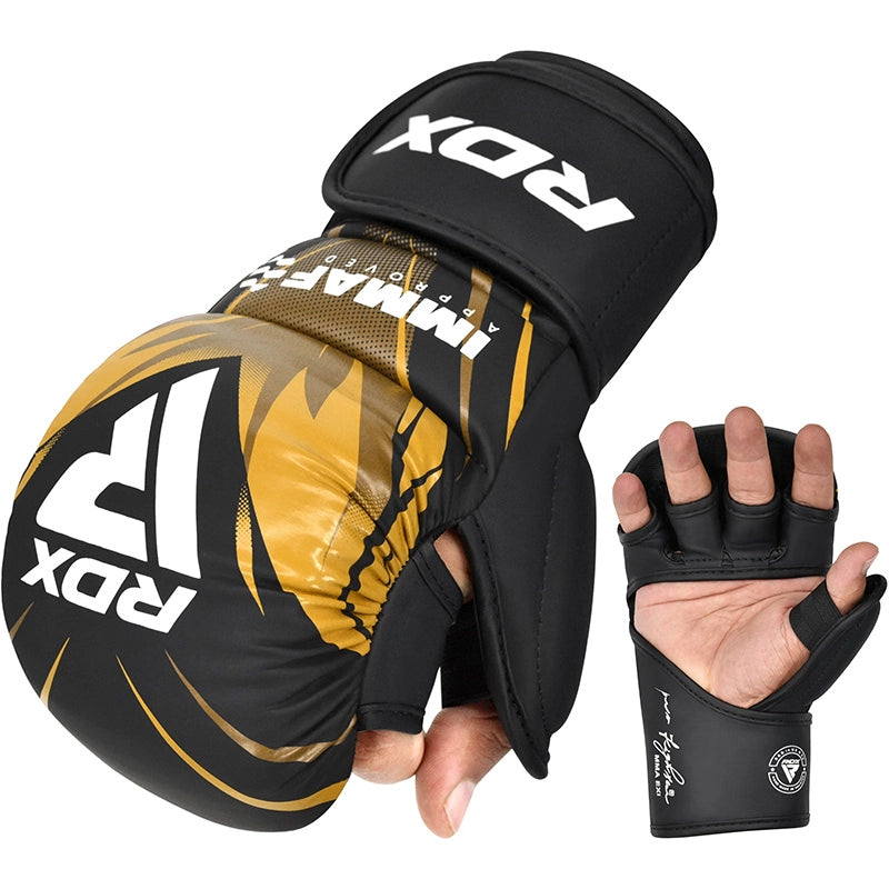 RDX IMMAF Approved Shooter Grappling Gloves GOLDEN