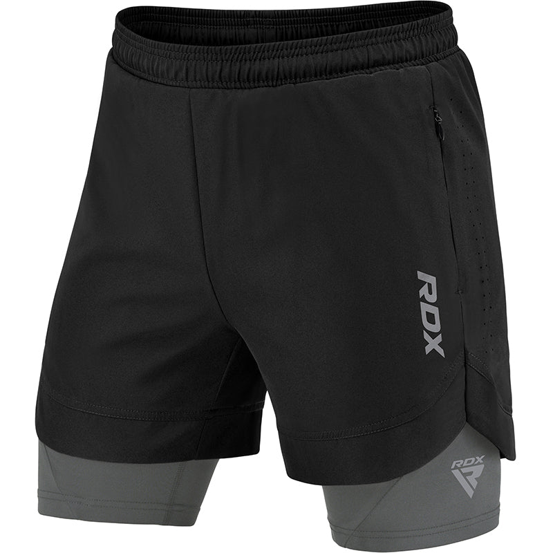 T16 2-in-1 Compression MMA Shorts #color_blackk