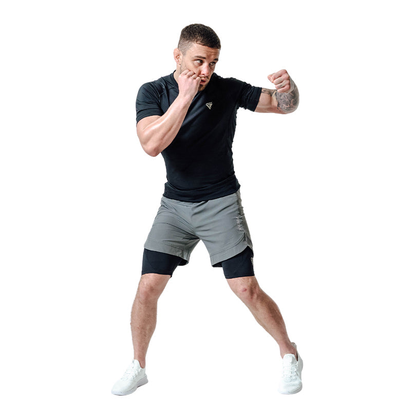 T16 2-in-1 Compression MMA Shorts #color_grey