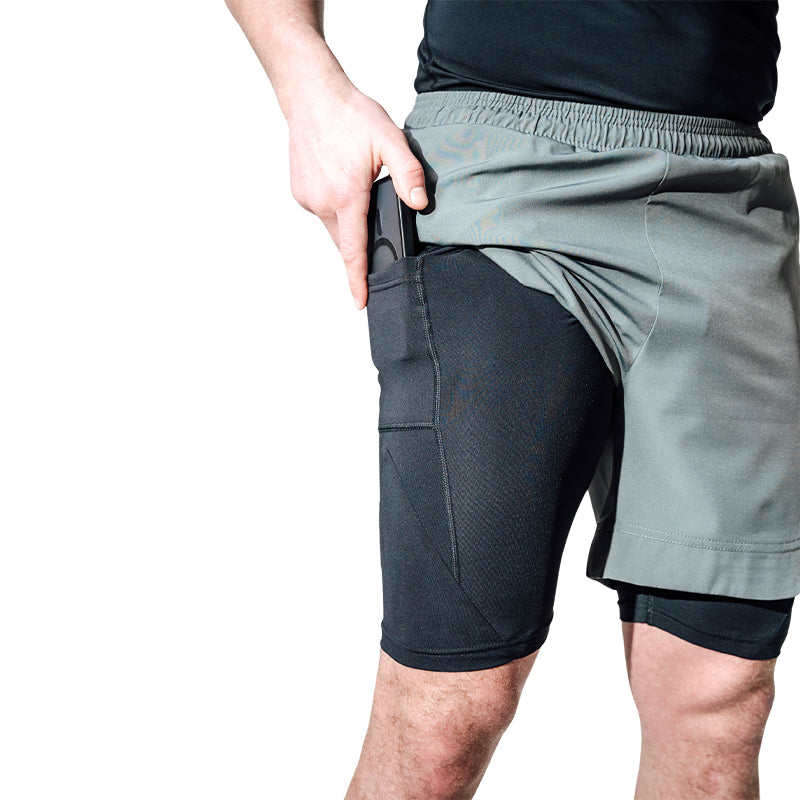T16 2-in-1 Compression MMA Shorts #color_grey