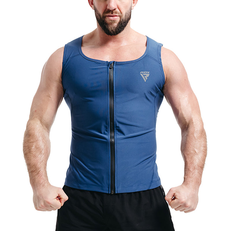 RDX Zippered Men Sweat Vest#color_blue