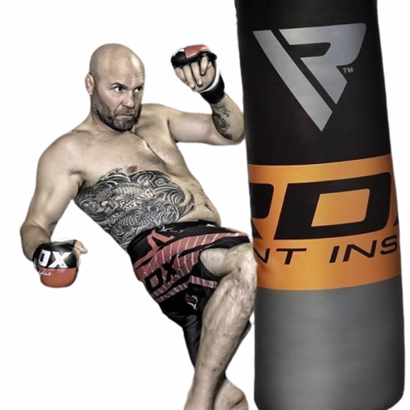 RDX F12 4ft / 5ft 3-in-1 Punch Bag & Mitts Black / Orange / Gray / White Set