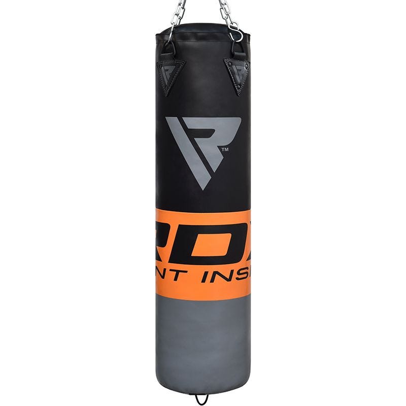 RDX F12 4ft / 5ft 3-in-1 Punch Bag & Mitts Black / Orange / Gray / White Set