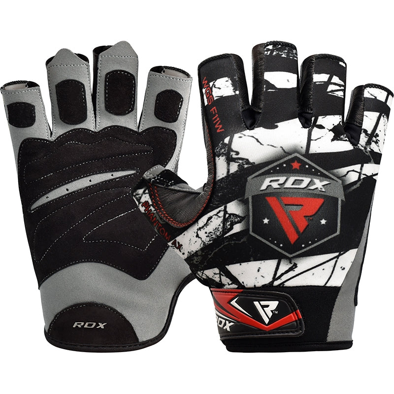 RDX F11 Large White Lycra Bodybuilding Gym Gloves 