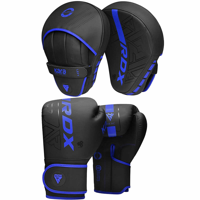 RDX F6 Kids 6oz KARA Boxing Gloves & Focus Pads#color_blue