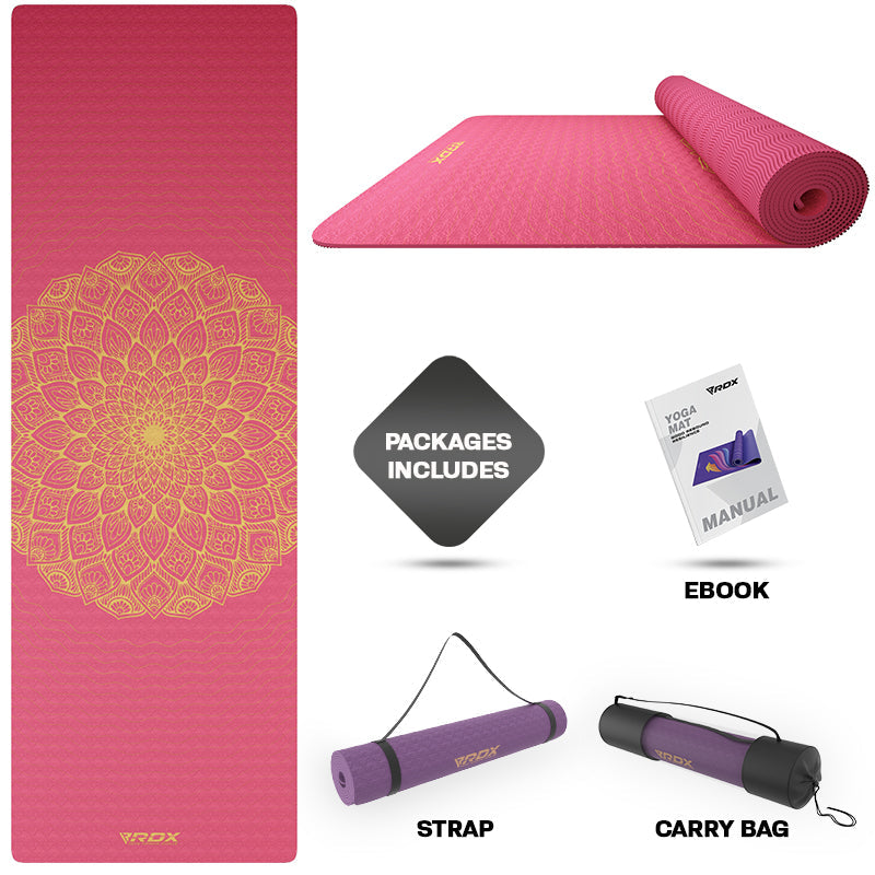 RDX D7 6mm 4-in-1 TPE Yoga Mat Set