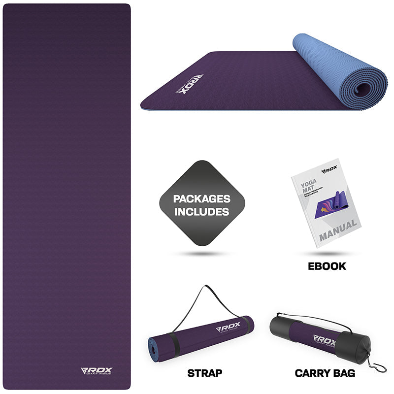 RDX DC 6mm 4-in-1 TPE Yoga Mat Set