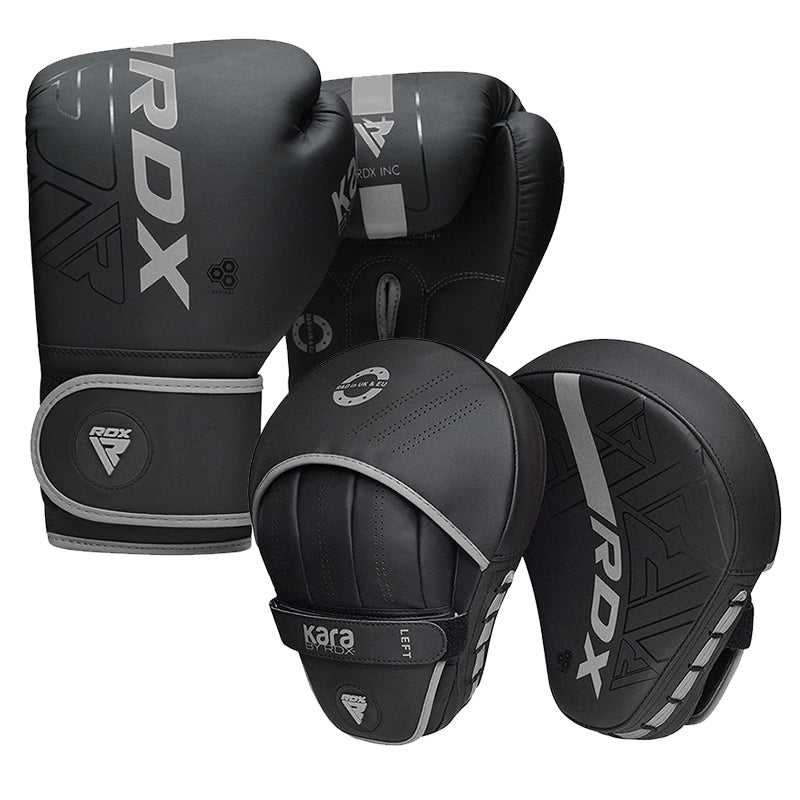 RDX F6 Kids 6oz KARA Boxing Gloves & Focus Pads#color_silver