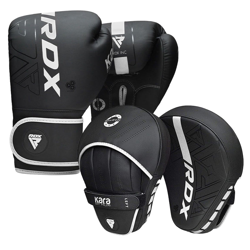 RDX F6 Kids 6oz KARA Boxing Gloves & Focus Pads#color_white