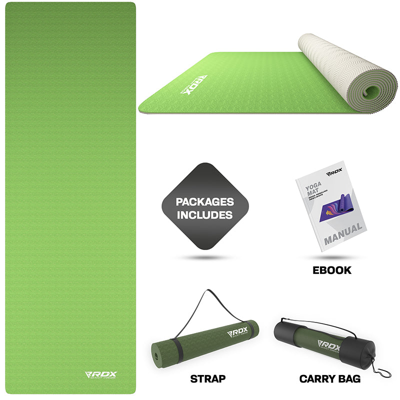 RDX DC 6mm 4-in-1 TPE Yoga Mat Set