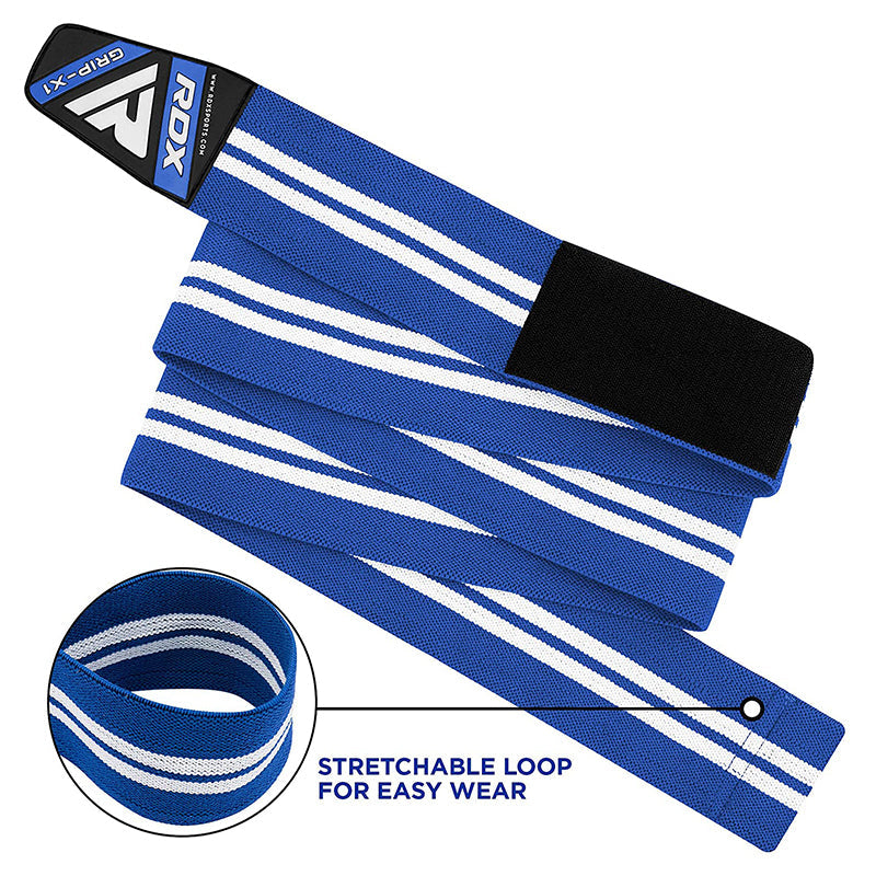 RDX K4 Weightlifting Knee Wraps #color_blue