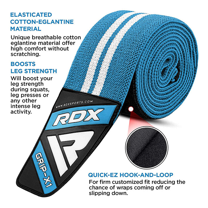 RDX K4 Weightlifting Knee Wraps #color_sky-blue