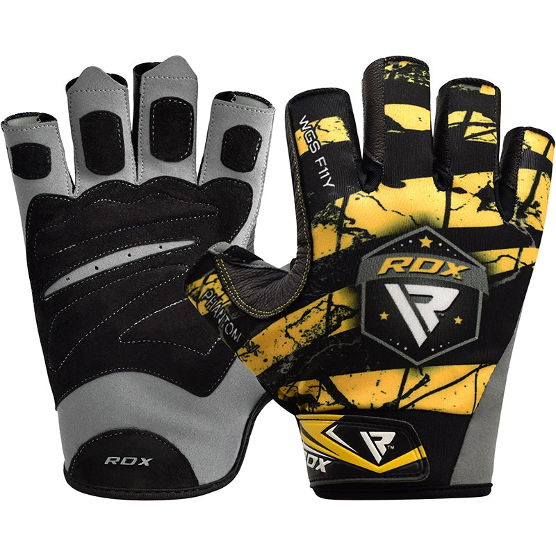 RDX F11 Extra Large Yellow Lycra Bodybuilding Gym Gloves 