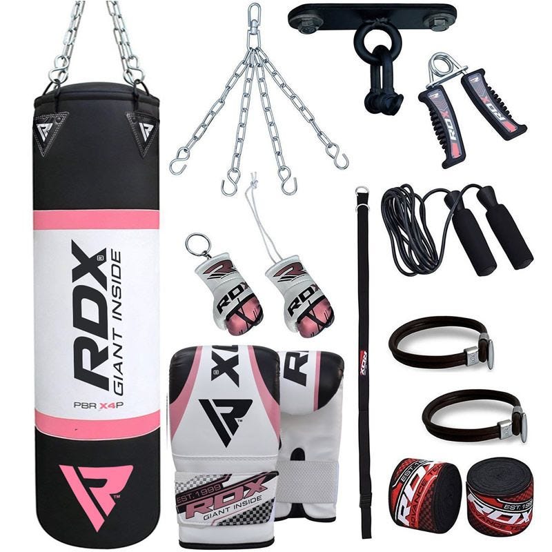 RDX X4 4ft 13-in-1 Heavy Boxing Punch Bag & Mitts Set