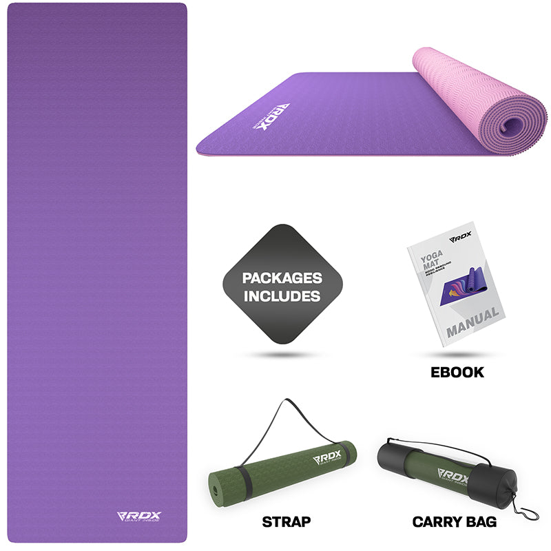 RDX DC 6mm 4-in-1 TPE Yoga Mat Set