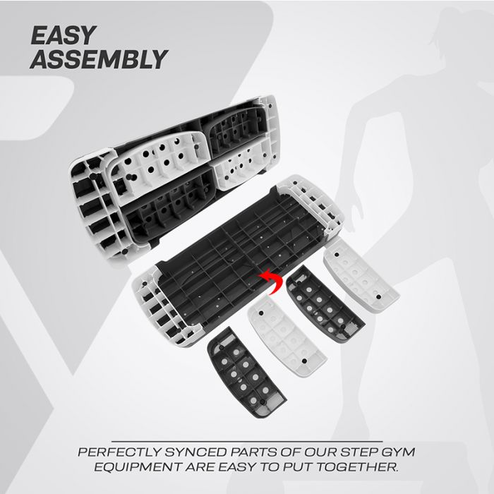 RDX 1P 20cm Aerobic Step Platform with 3 Level Risers 5cm Height Each#color_black