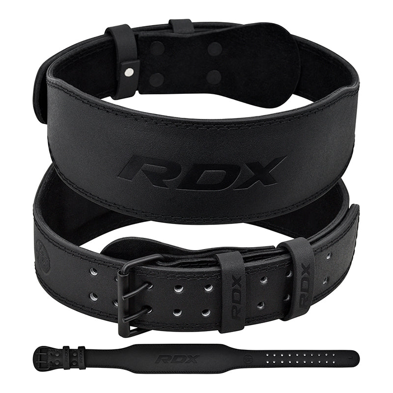 RDX 4 Inch Leather Weightlifting Gym Belt#color_black