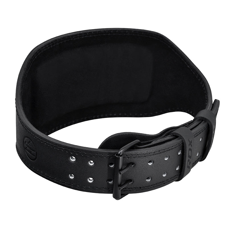 RDX 6R 6 Inch Leather Black Gym Belt#color_black