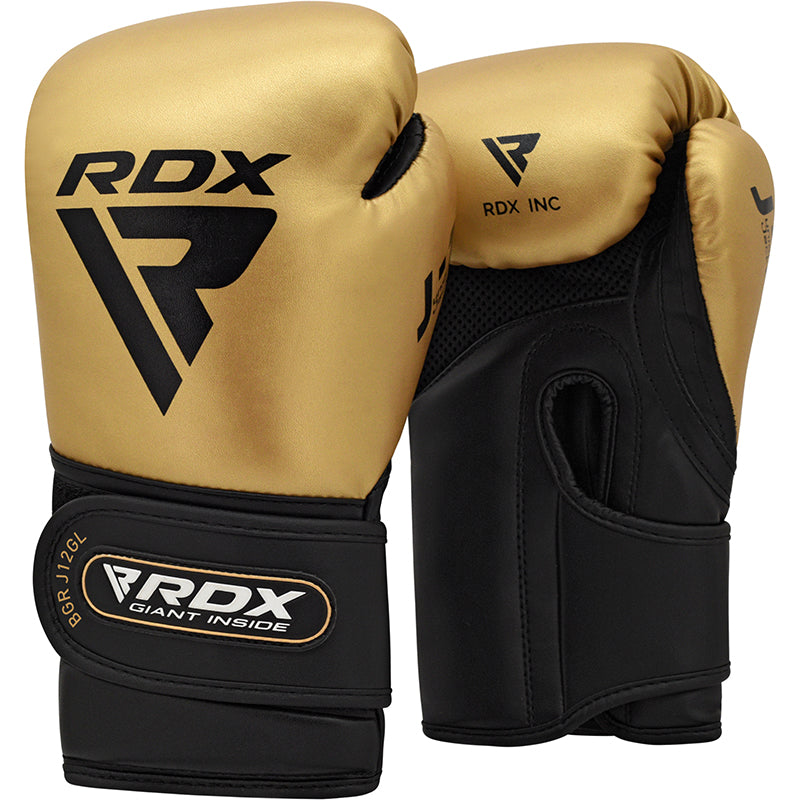 RDX J12 KIDS 6oz Boxing Gloves & Focus Pads Set#color_golden