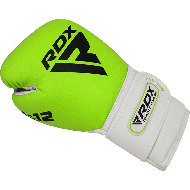 RDX J12 KIDS 6oz Boxing Gloves & Focus Pads Set#color_green