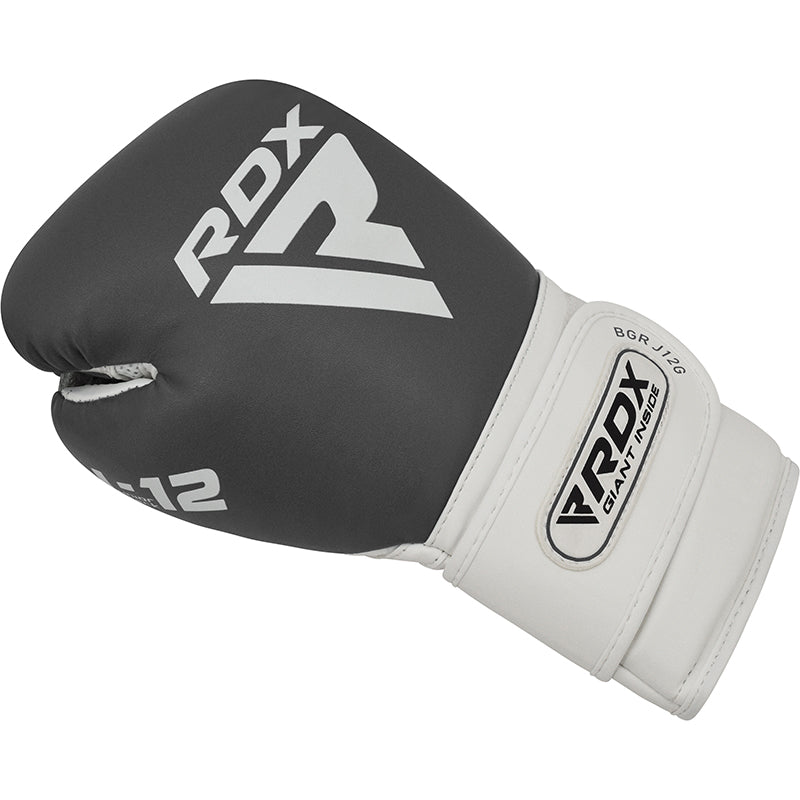 RDX J12 KIDS 6oz Boxing Gloves & Focus Pads Set#color_grey