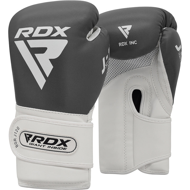 RDX J12 KIDS 6oz Boxing Gloves & Focus Pads Set#color_grey