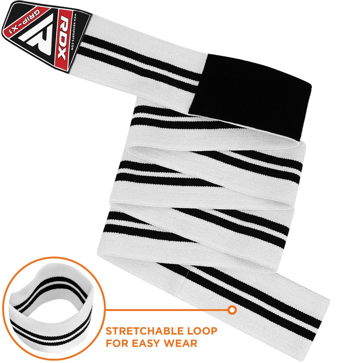RDX K1 Elasticated Knee Compression Bandage Wraps#color_white