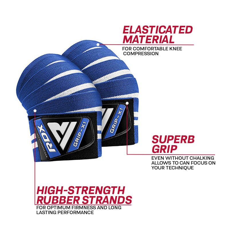 RDX K4 Weightlifting Knee Wraps #color_blue
