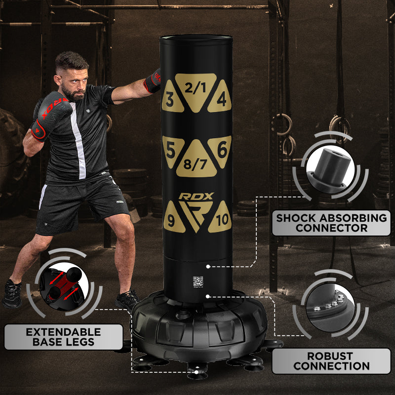 RDX KT Ronin 6ft 2-in-1 Blue Free Standing Target Punch Bags With Mitts Set#color_golden