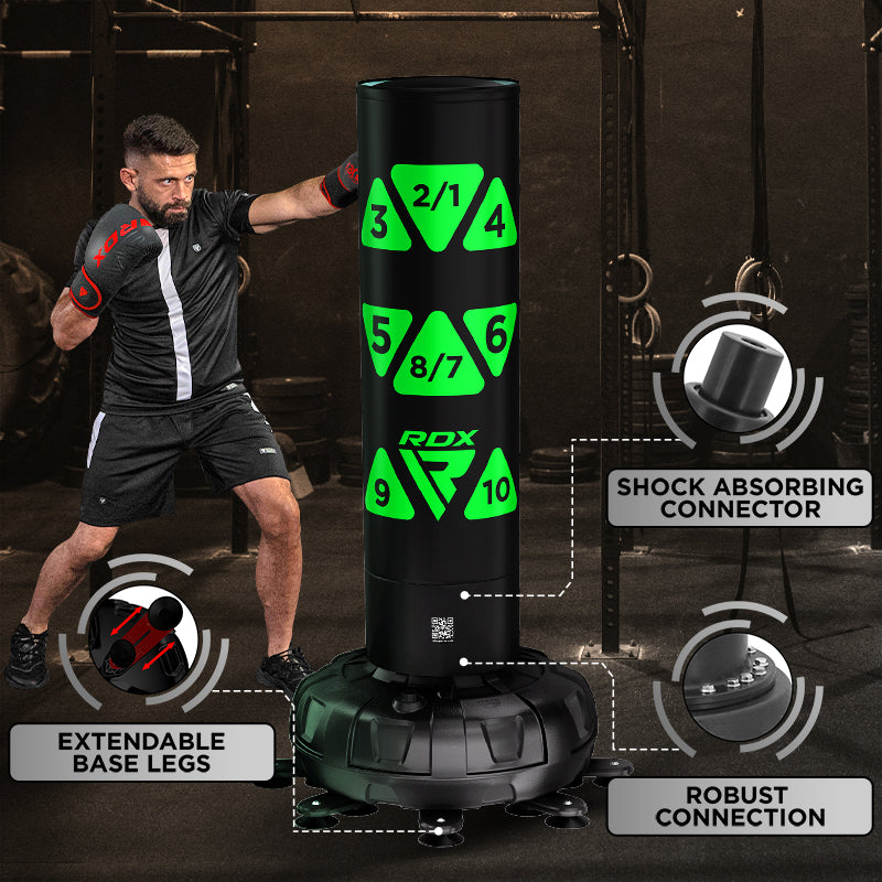 RDX KT Ronin 6ft 2-in-1 Blue Free Standing Target Punch Bags With Mitts Set#color_green