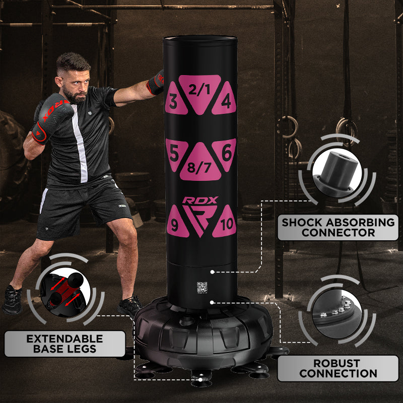 RDX KT Ronin 6ft 2-in-1 Blue Free Standing Target Punch Bags With Mitts Set#color_pink