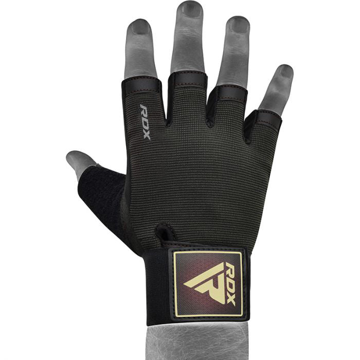 RDX T2 Weightlifting Half Finger Gym Gloves#color_brown