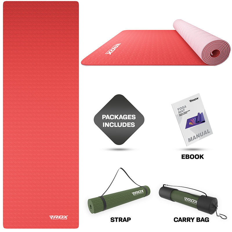 RDX DC 6mm 4-in-1 TPE Yoga Mat Set