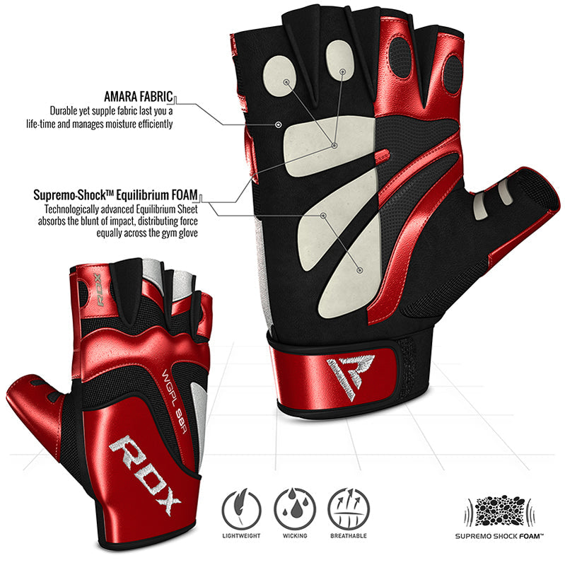 RDX S8 Bold Rote Trainingshandschuhe aus Leder