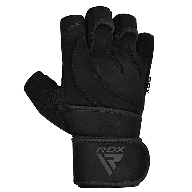 RDX L4 Open Finger Weightlifting Gym Gloves#color_black