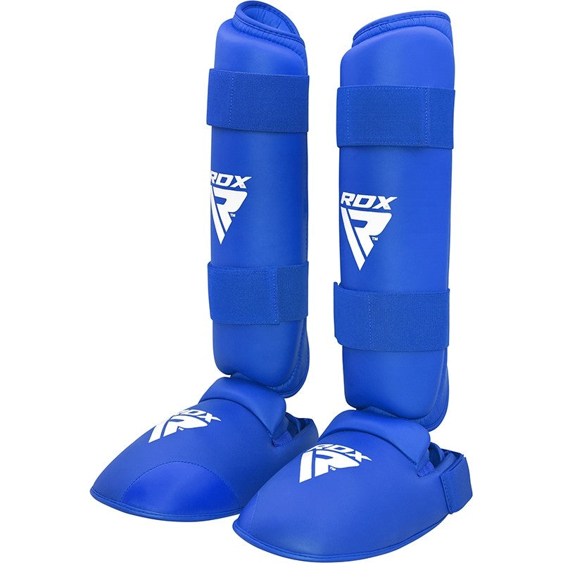 RDX X1 Semi Contact Medium Blue LeatherX Shin Instep Guards 